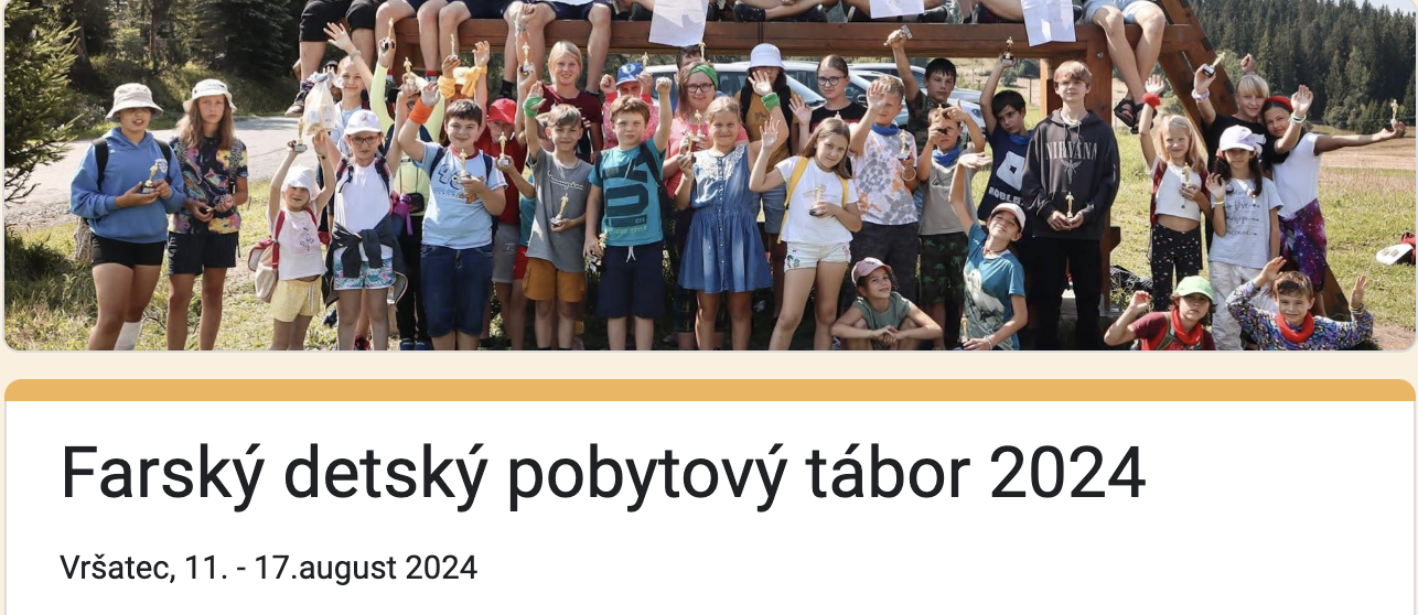 FARSKÝ DETSKÝ POHYBOVÝ TÁBOR 2024 (PRIHLASOVANIE)